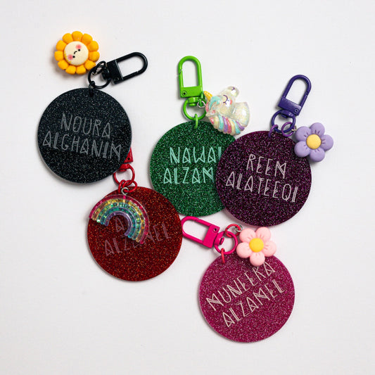 Charm Glitter Acrylic Bag Tag