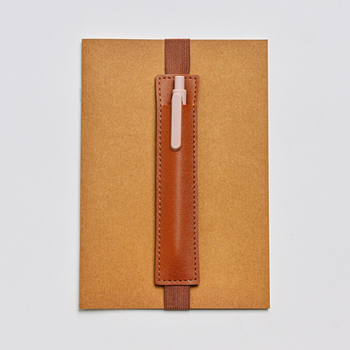 Faux Leather Elastic Pen Holder with Notebook