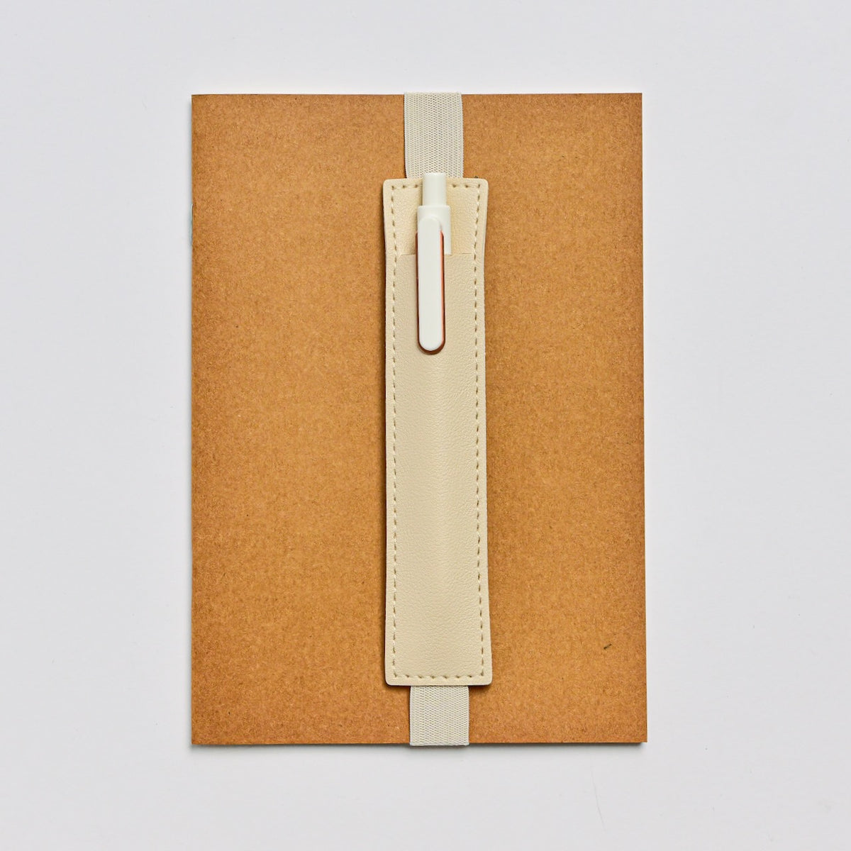 Faux Leather Elastic Pen Holder with Notebook