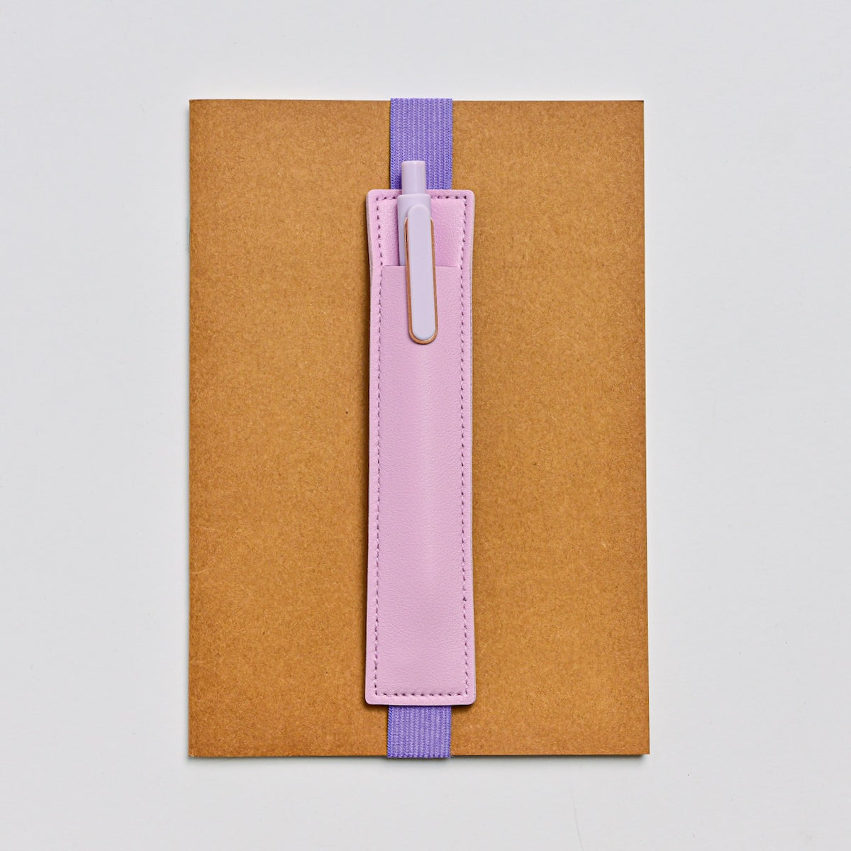 Faux Leather Elastic Pen Holder with Notebook