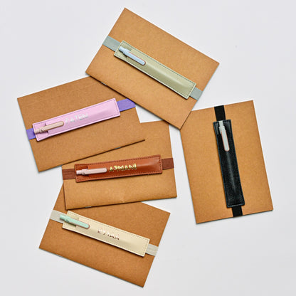 Faux Leather Elastic Pen Holder with Notebook
