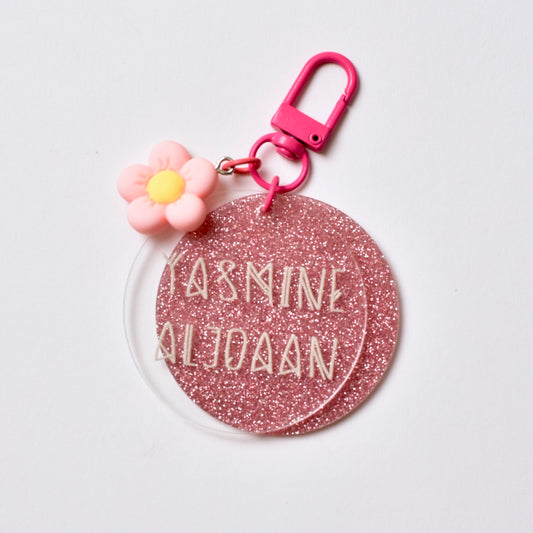 Double Acrylic Charm Glitter Bag Tag