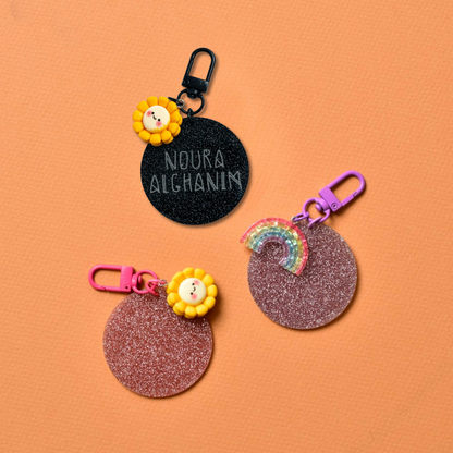 Charm Glitter Acrylic Bag Tag