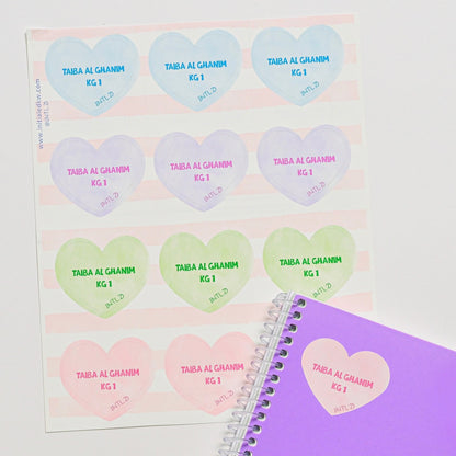 Watercolor Heart Shape Label