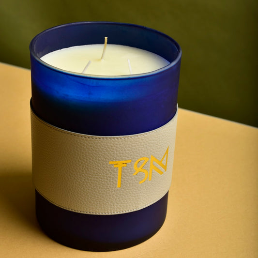 White Musk Mega Candle - Blue