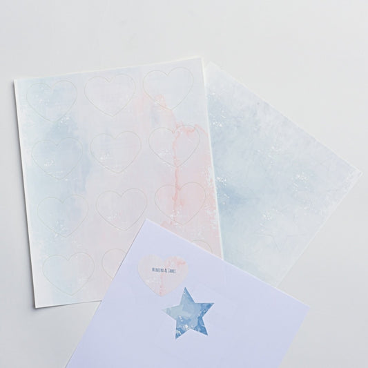 Heart & Star Shaped Labels- Pink/Blue