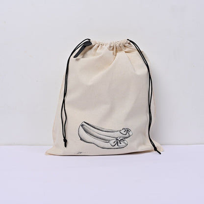 Hand-Drawn Canvas Drawstring Organizer - Large