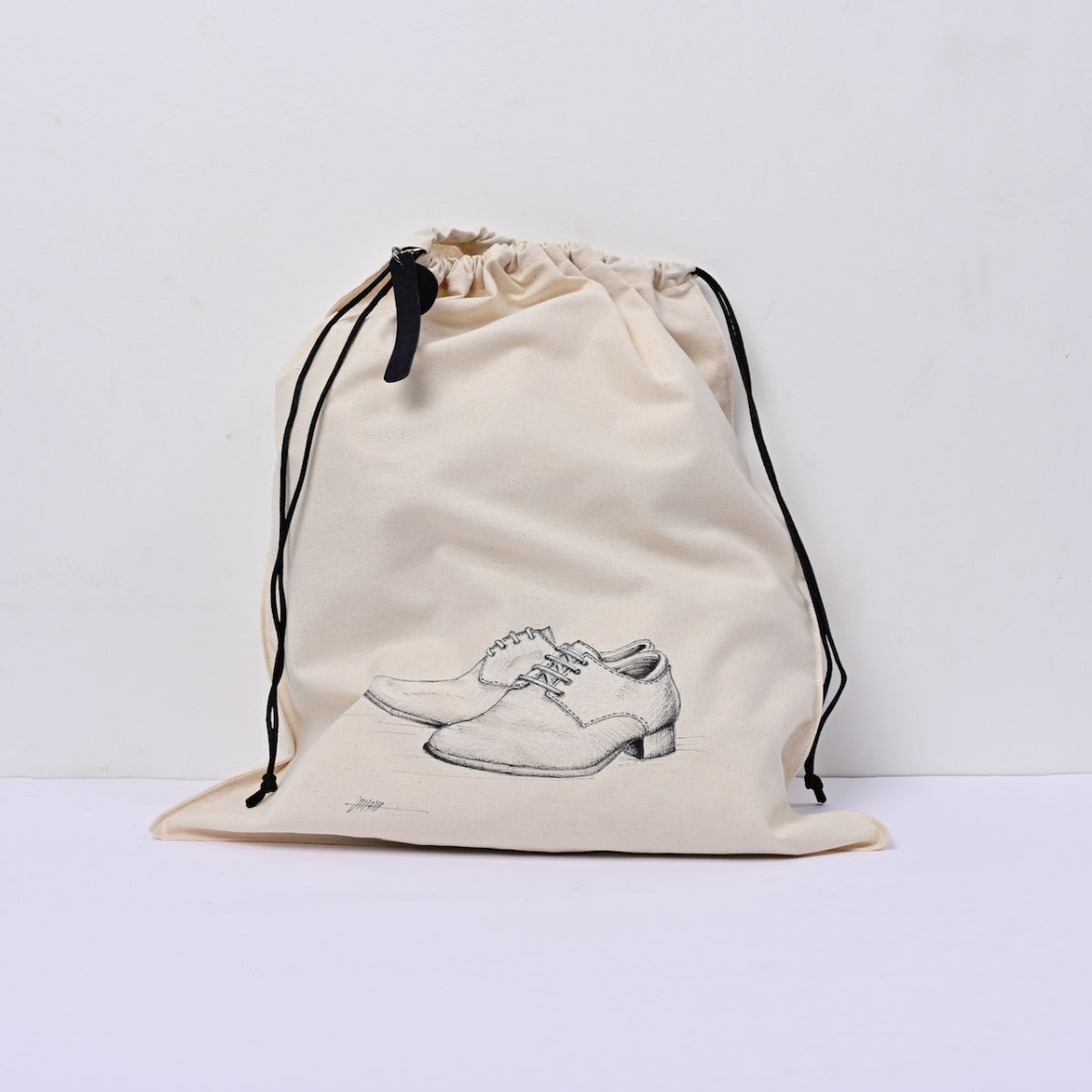 Hand-Drawn Canvas Drawstring Organizer - Large