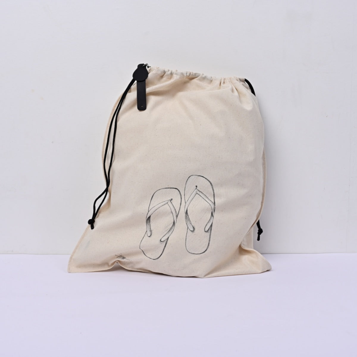 Hand-Drawn Canvas Drawstring Organizer - Large