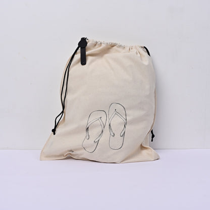 Hand-Drawn Canvas Drawstring Organizer - Large
