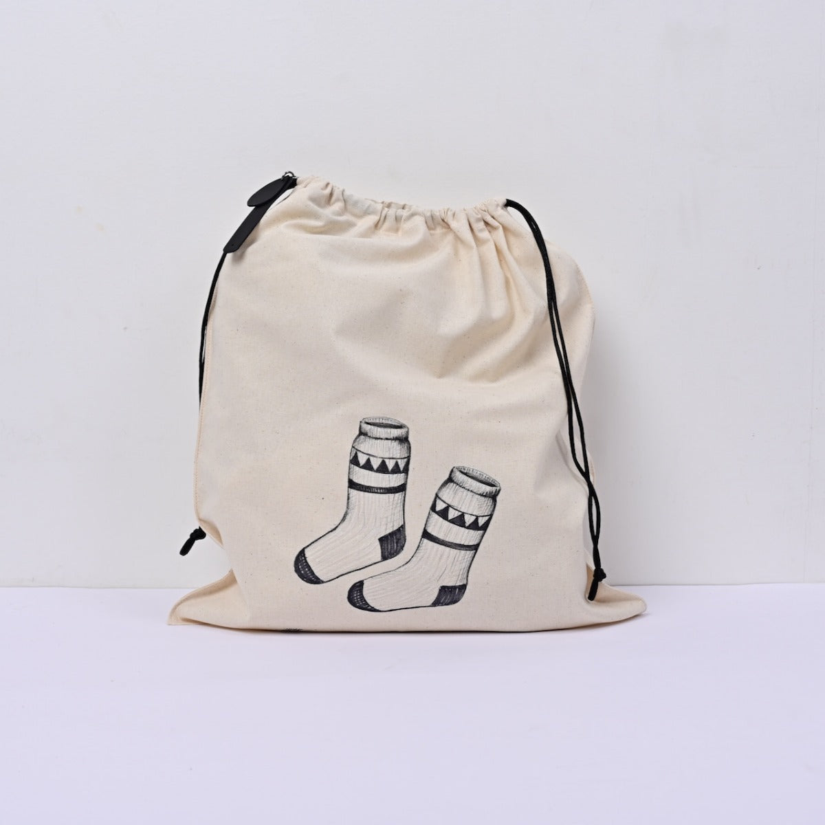 Hand-Drawn Canvas Drawstring Organizer - Large